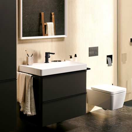 Смеситель для раковины hansgrohe Tecturis E 110 Fine CoolStart, EcoSmart+, с донным клапаном, 73023670, матовый черный