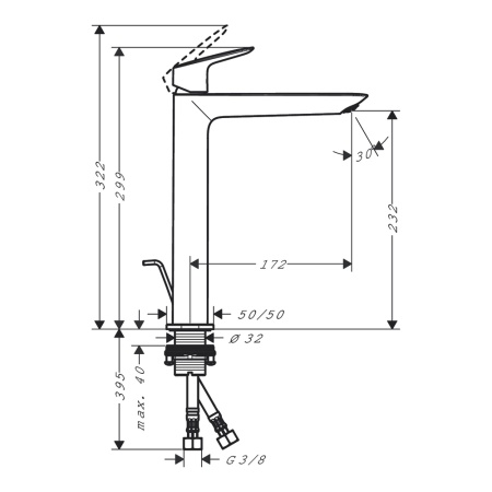 Hansgrohe Logis Смеситель для раковины 240 Fine черный матовый 71257670