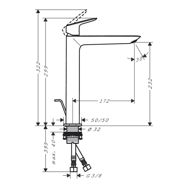 Hansgrohe Logis Смеситель для раковины 240 Fine черный матовый 71257670