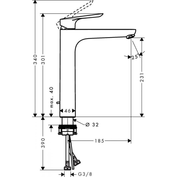 Смеситель для раковины Hansgrohe Logis E 230 71162000, хром