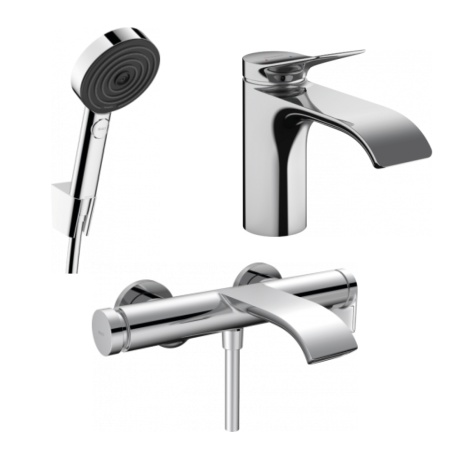 Готовый набор для ванны hansgrohe Vivenis со смесителем для раковины и ручным душем Pulsify HG-PR66, хром