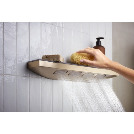 Боковой душ Hansgrohe Rainfinity, 500, 1jet,с полкой, 26243140, шлифованная бронза