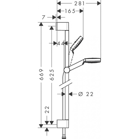 Душевой набор hansgrohe Crometta 1jet 65 см. 26533400, белый/хром