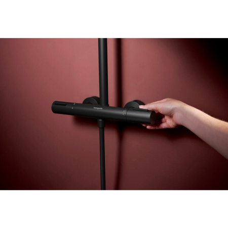 Душевая система hansgrohe Raindance Alive S Puro Showerpipe 300 1jet с Ecostat Element, 24592670, матовый черный