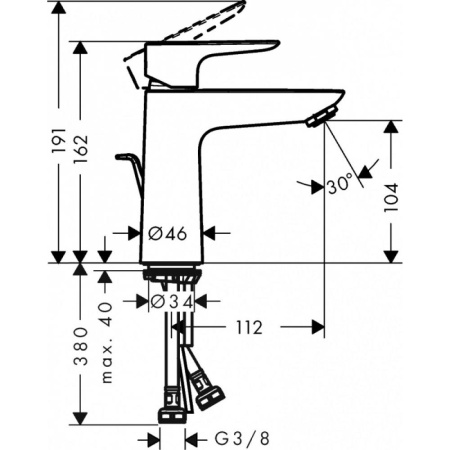 Смеситель hansgrohe Talis E для раковины со средним изливом и без сливного набора 71712140, шлиф. Бронза