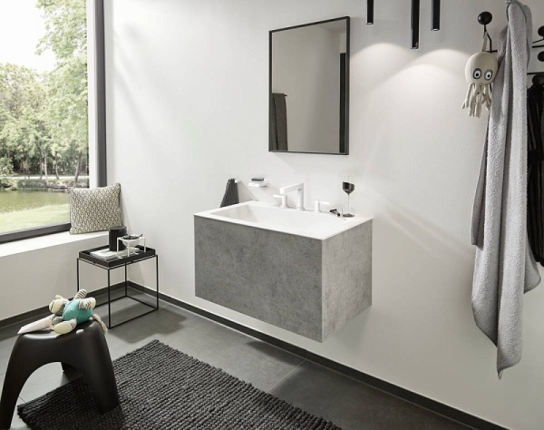 Смеситель для раковины Hansgrohe Finoris 110, со сливным клапаном Push-Open, матовый белый, 76033700
