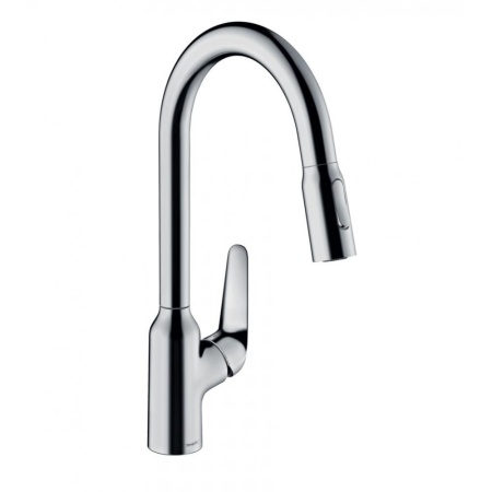Кухонный смеситель однорычажный, 220, с вытяжным душем, 2jet Hansgrohe 71800000, хром