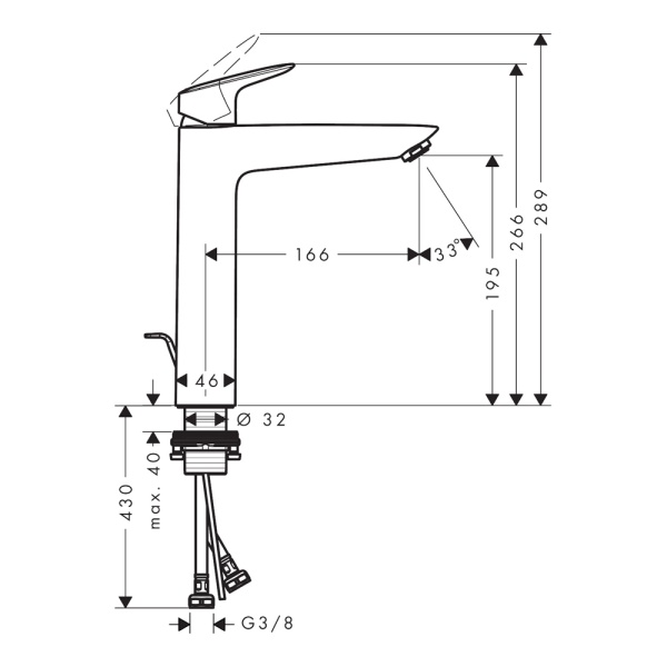 Hansgrohe Logis Смеситель для раковины 190 черный матовый 71090670