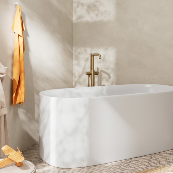 Смеситель для ванны hansgrohe Tecturis S напольного монтажа, 73440140, шлифованная бронза