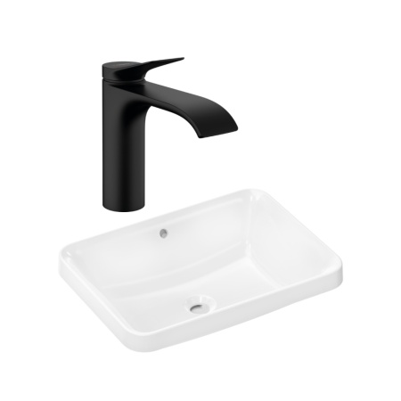 Готовый набор для раковины hansgrohe Xuniva Q встраиваемой со смесителем Vivenis 110 HG-PR240, белый/матовый черный