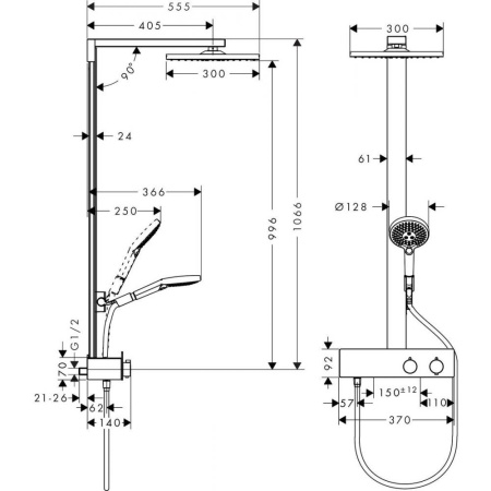 Showerpipe 300 1jet с ShowerTablet 350 27361000, хром