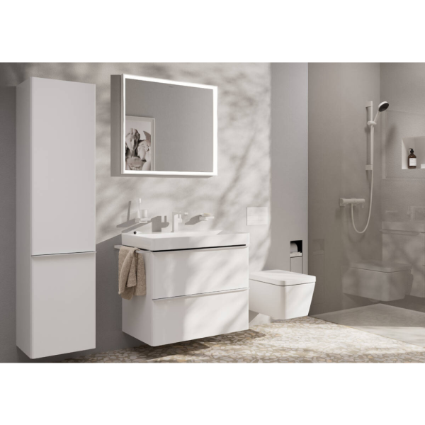 Смеситель для раковины hansgrohe Tecturis E 110 CoolStart, EcoSmart+, с донным клапаном, 73014700, матовый белый