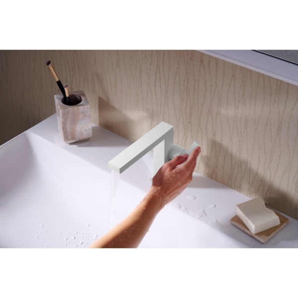 Смеситель для раковины hansgrohe Tecturis E 110 Fine CoolStart, EcoSmart+, 73021700, матовый белый