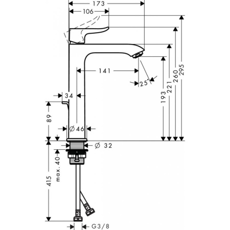 Смеситель hansgrohe Metris для раковины 31183000, хром