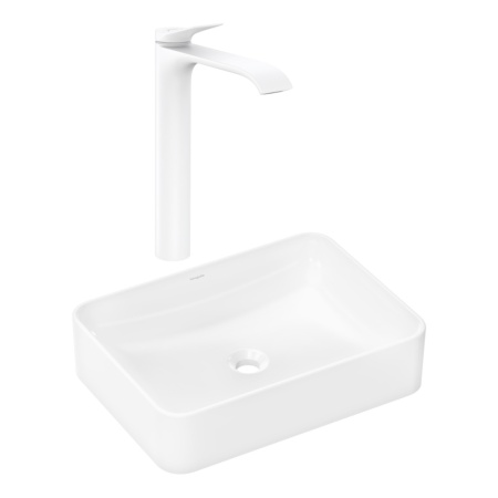 Готовый набор для раковины hansgrohe Xuniva Q накладной со смесителем Vivenis 250 HG-PR228, белый/матовый белый