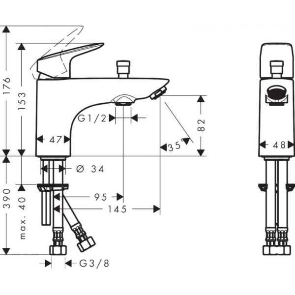Смеситель hansgrohe Logis Monotrou на борт ванны 71312000, хром
