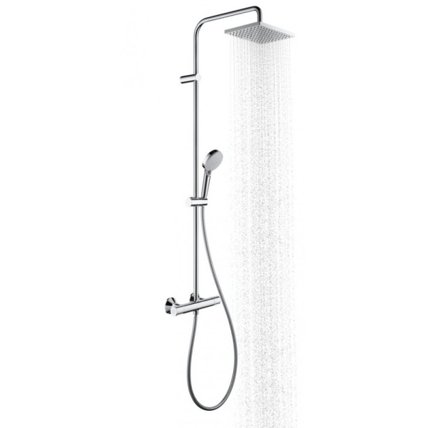 Душевая система Showerpipe 230 1jet с термостатом Hansgrohe Vernis Shape 26286000, хром