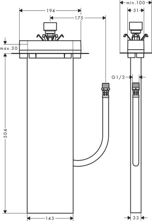 Hansgrohe sBox Скрытая часть sBox для ванны монтаж на край ванны или плитку 13560180