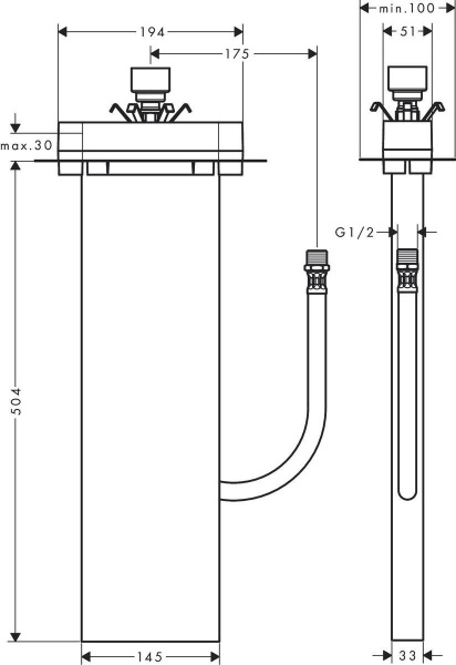 Hansgrohe sBox Скрытая часть sBox для ванны монтаж на край ванны или плитку 13560180