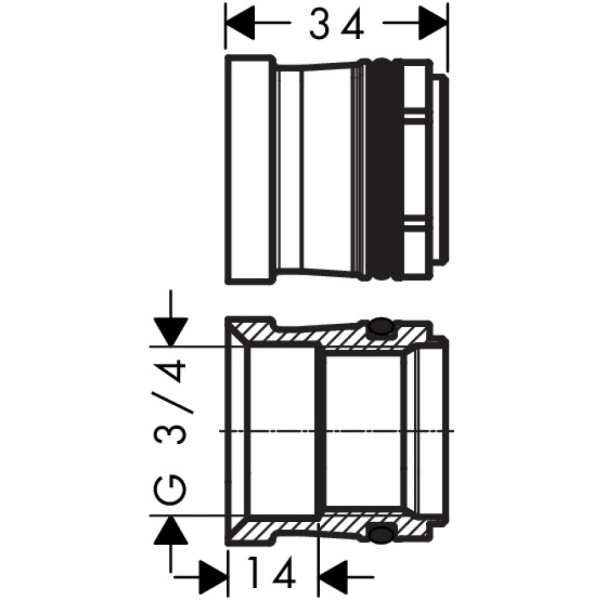 Комплект адаптеров к эксцентрикам 3/4 hansgrohe 02026000, хром