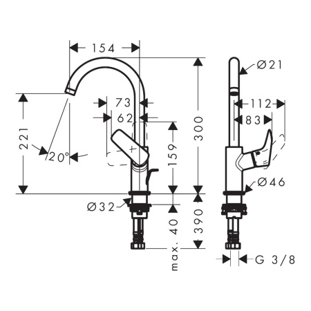 Hansgrohe Logis Смеситель для раковины 210 черный матовый 71130670